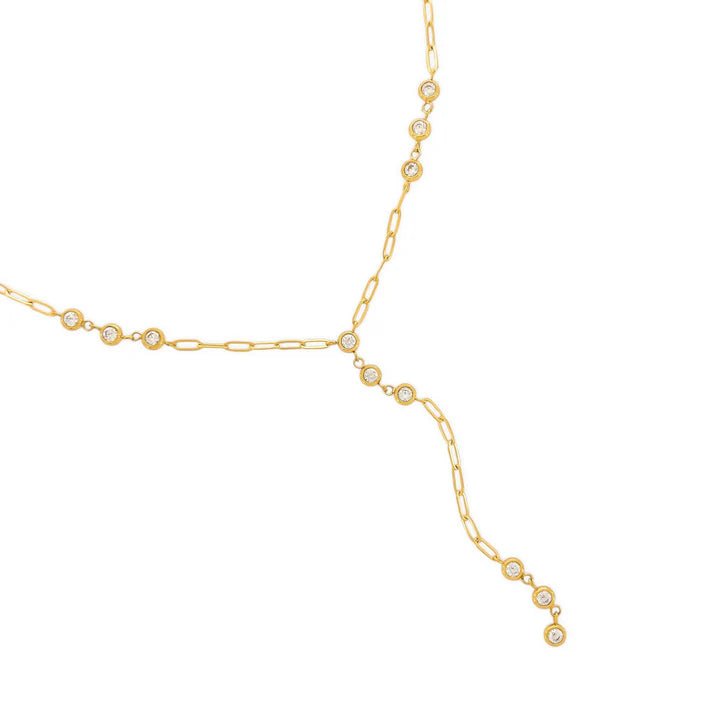 Water Resistant Elegant Lariat Necklace Gold - NeptunesBoutique