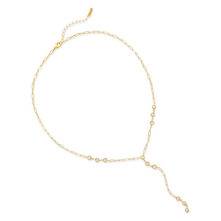 Water Resistant Elegant Lariat Necklace Gold - NeptunesBoutique
