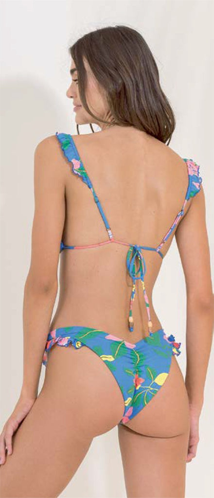 Maaji Star Flower Selena Strapless Bandeau Bikini Top / Star Flower Voyage Ruffle Bikini Bottom