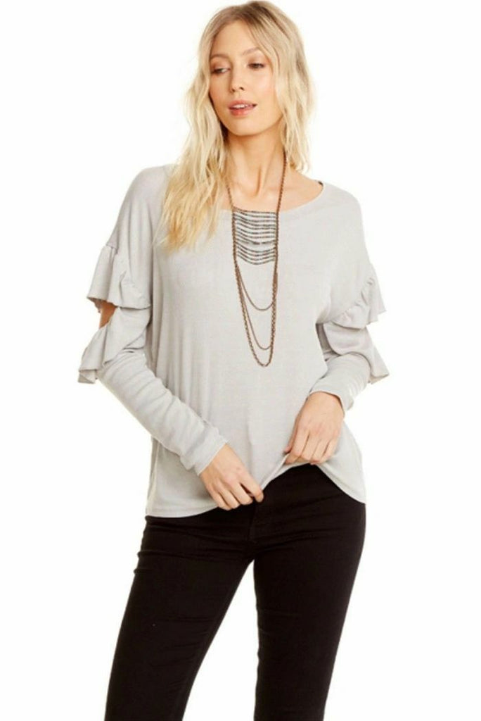 Chaser the Brand Vintage Rib L/S Vented Ruffle Dolman - NeptunesBoutique