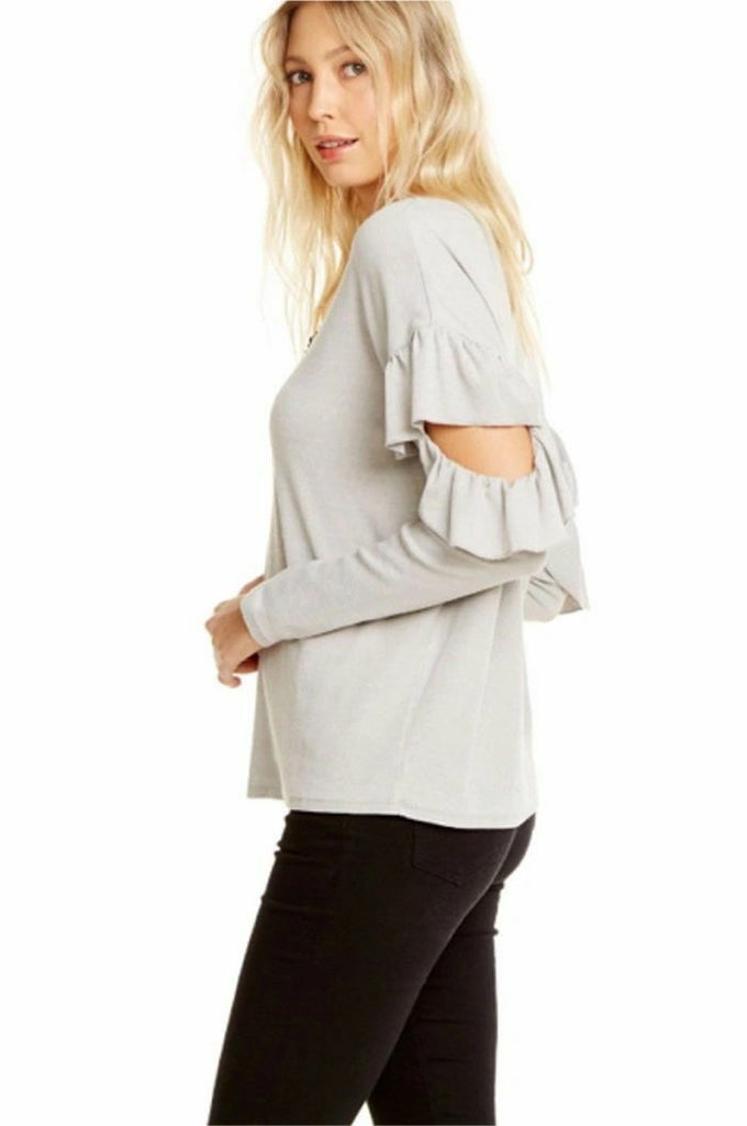 Chaser the Brand Vintage Rib L/S Vented Ruffle Dolman - NeptunesBoutique