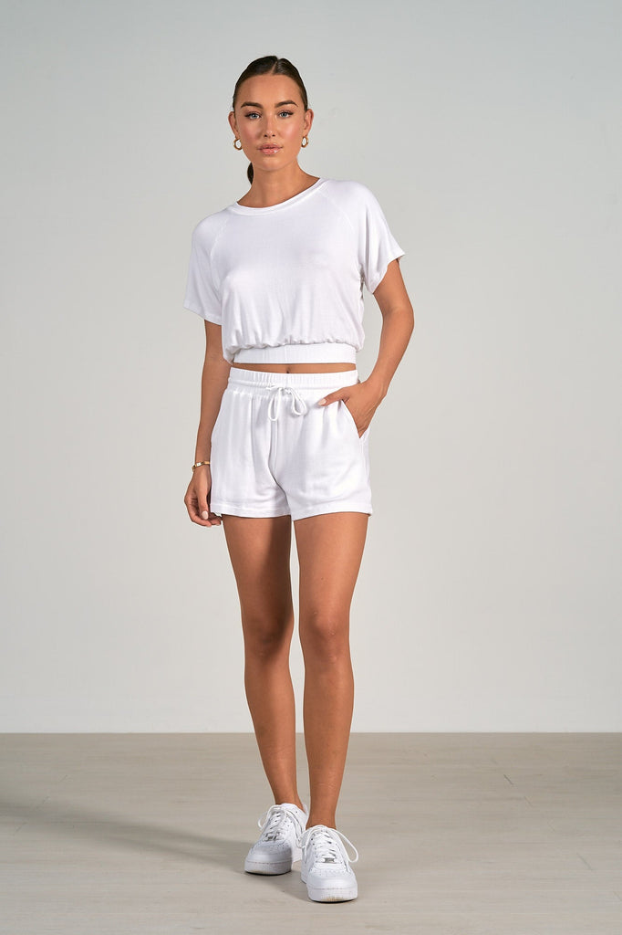 Elan Short Sleeve Crop Top (Colors Available) - NeptunesBoutique