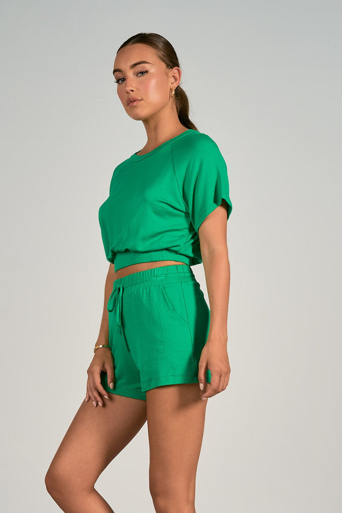 Elan Short Sleeve Crop Top (Colors Available) - NeptunesBoutique