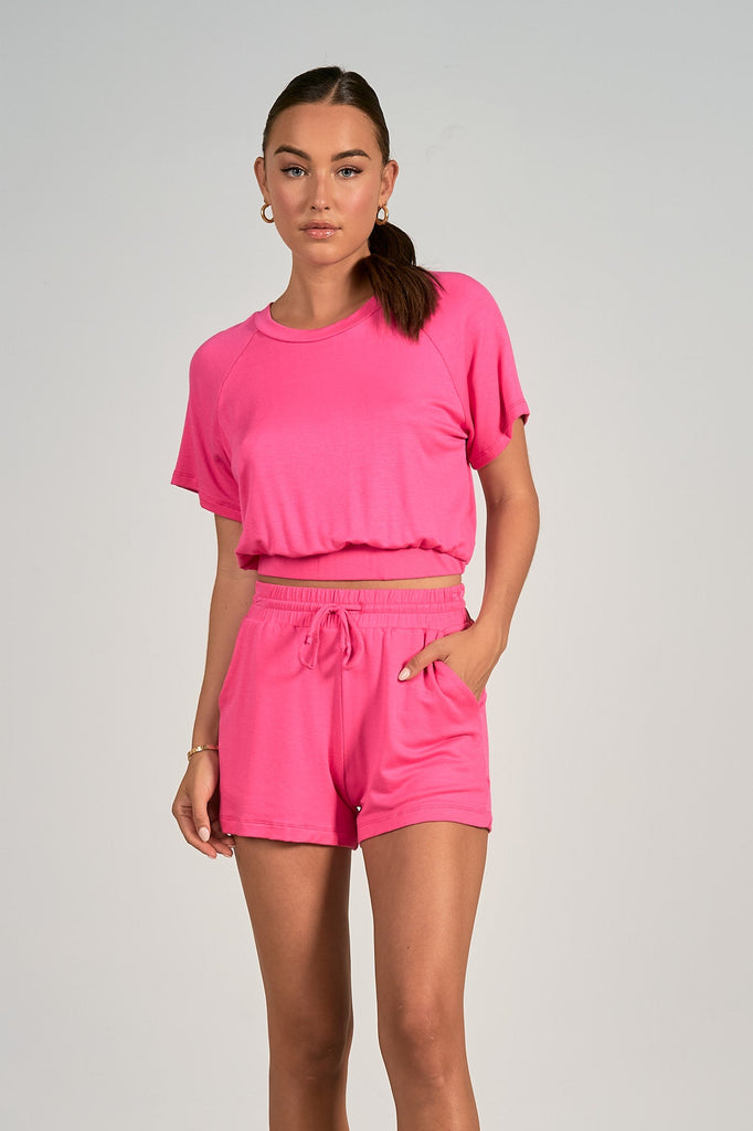 Elan Short Sleeve Crop Top (Colors Available) - NeptunesBoutique