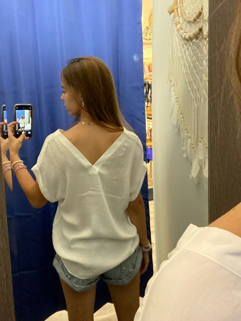 KLD Double V Neck Blouse (Colors Available) - NeptunesBoutique