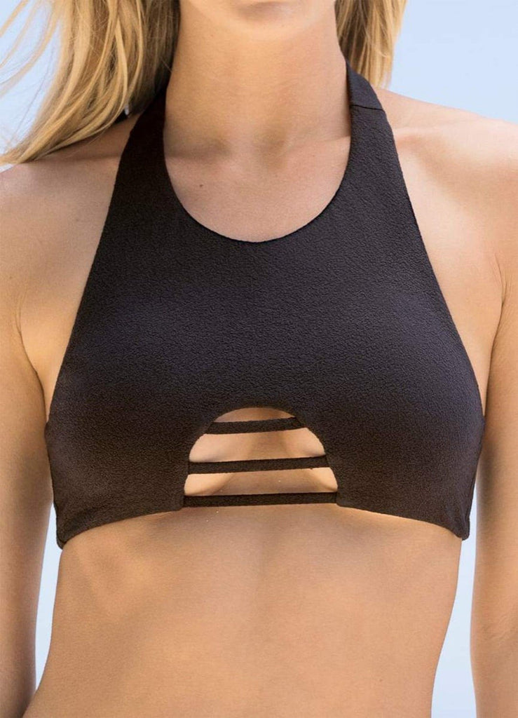 Maaji Black Tulip Niky High Neck Bikini Top (Top Only) - NeptunesBoutique