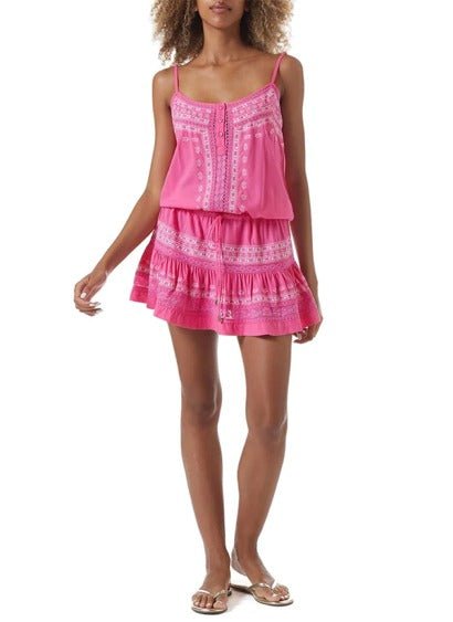 Melissa Odabash Karen Short Dress - Hot Pink White - NeptunesBoutique