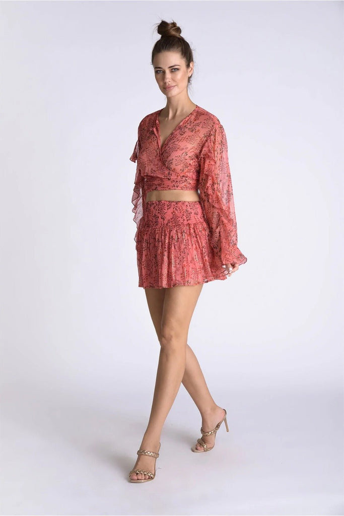 Muche et Muchette Ibiza Lurex Chiffon Flower Print Mini Skirt - NeptunesBoutique