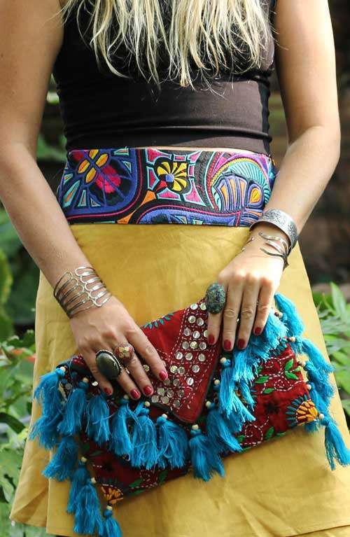 Offbeat Clutch Turquoise Tassel - NeptunesBoutique