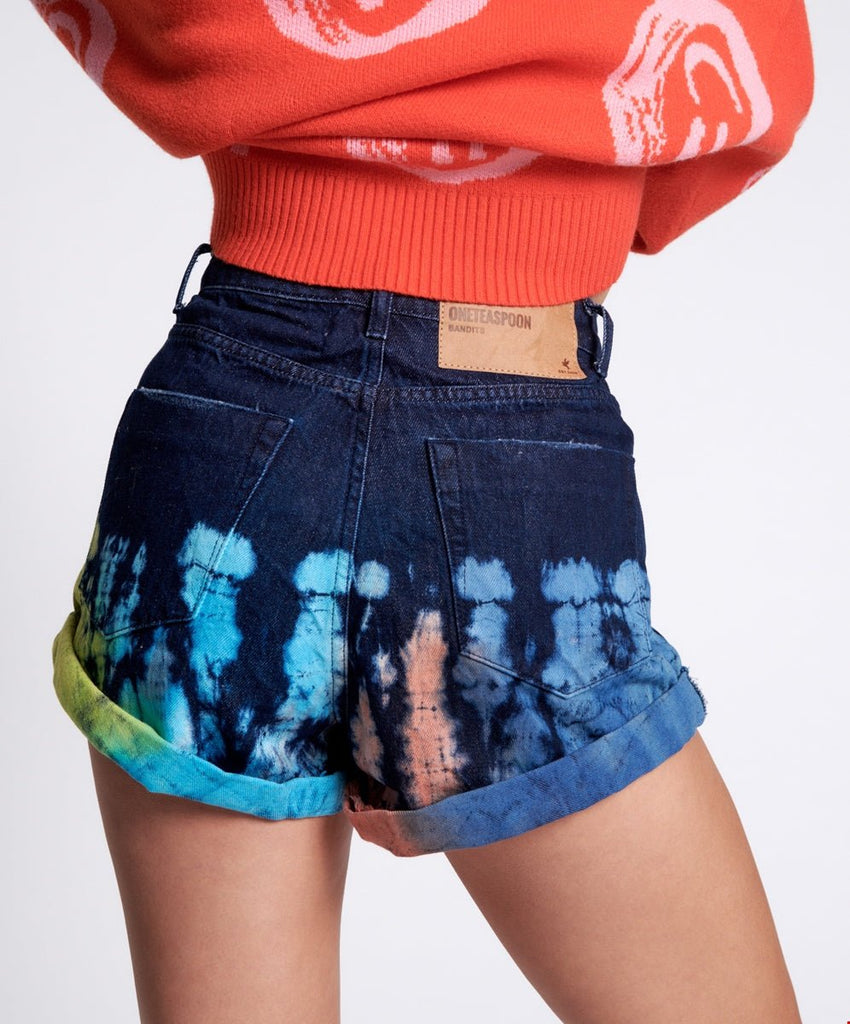 One Teaspoon Paint Dipped Bandits High Waist Denim Shorts - NeptunesBoutique