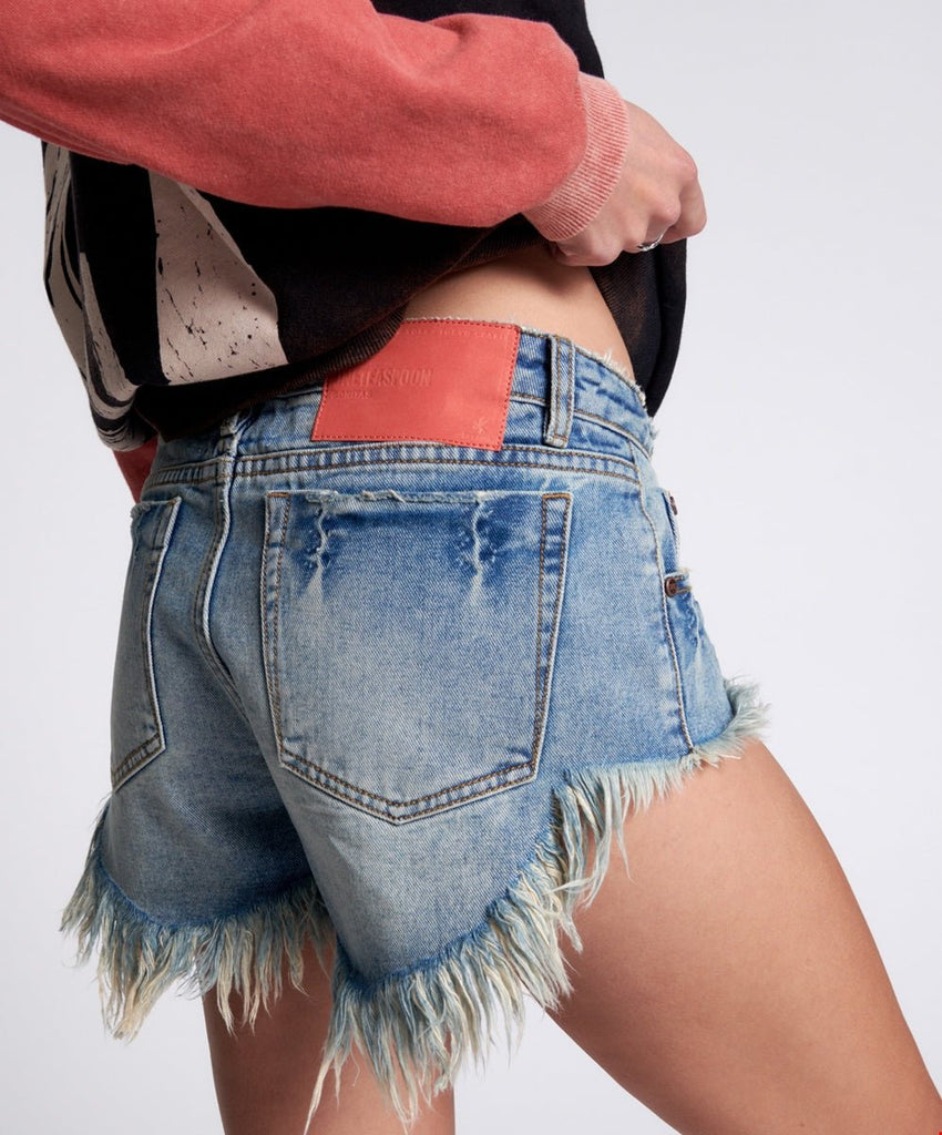 One Teaspoon Sunbleach Blue Bonita Low Waist Denim Shorts - NeptunesBoutique