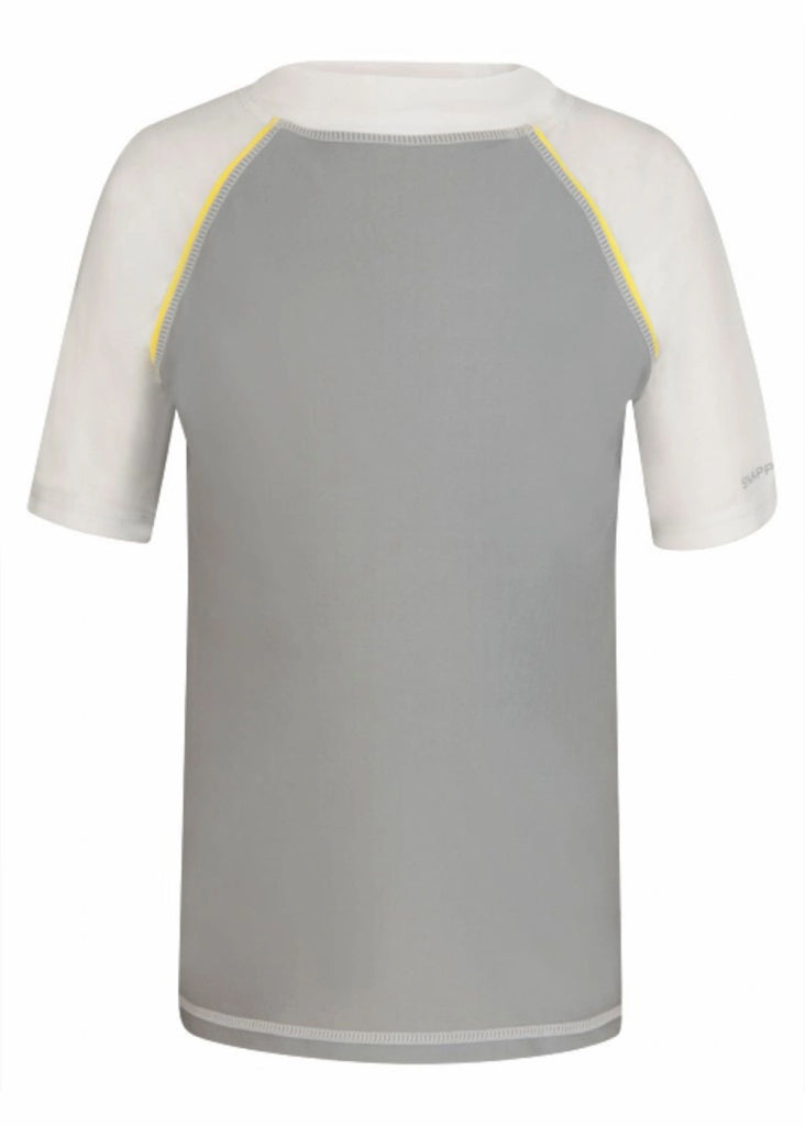 Snapper Rock Grey with Yellow Piping S/L Rash Top - NeptunesBoutique
