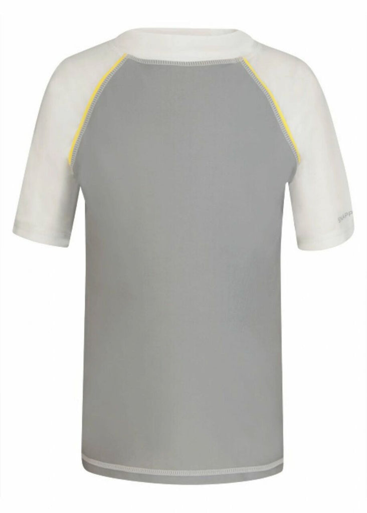 Snapper Rock Grey with Yellow Piping S/L Rash Top - NeptunesBoutique