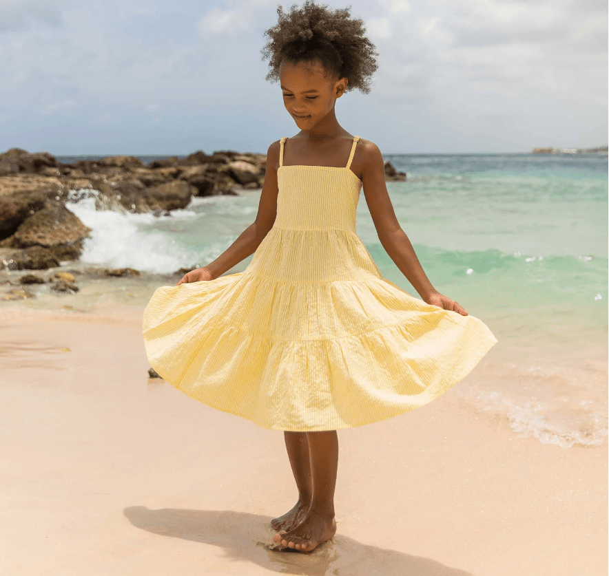 Snapper Rock Marigold Stripe Beach Dress - NeptunesBoutique