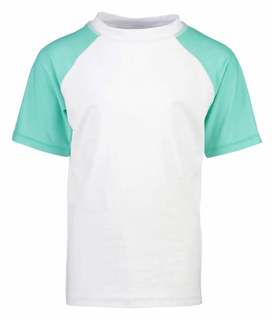 Snapper Rock White Mint Sleeve Short Sleeve Rash Top - NeptunesBoutique