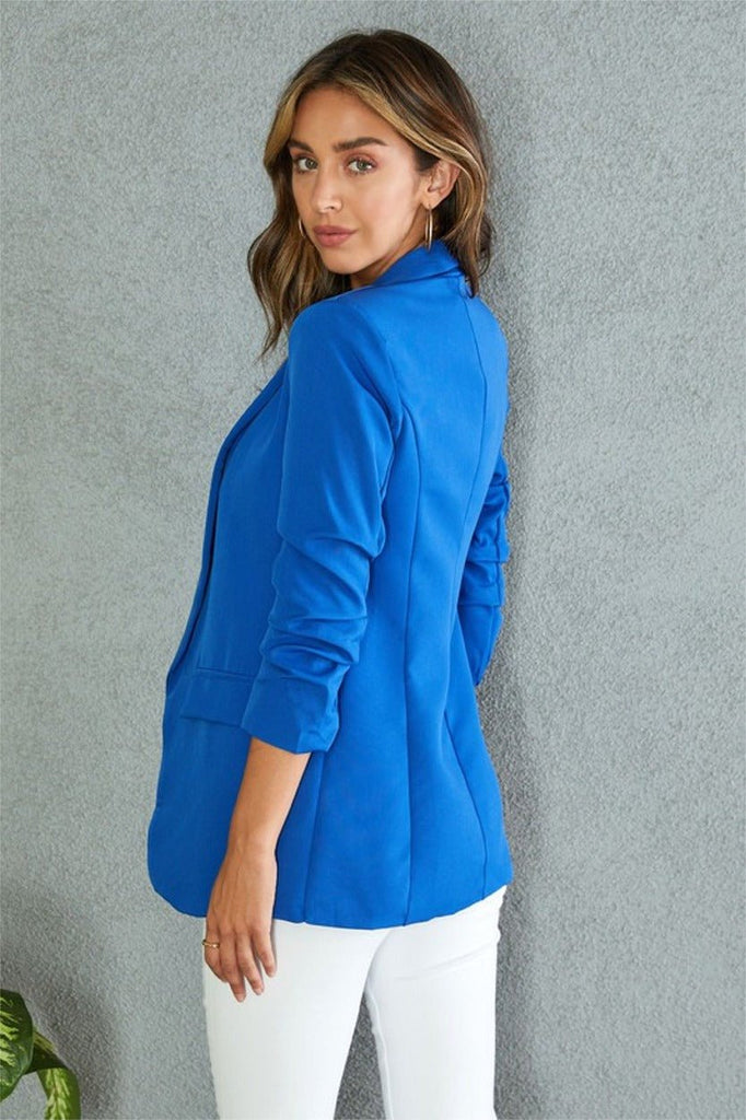 VE Ruched Sleeve Blazer (Colors Available) - NeptunesBoutique