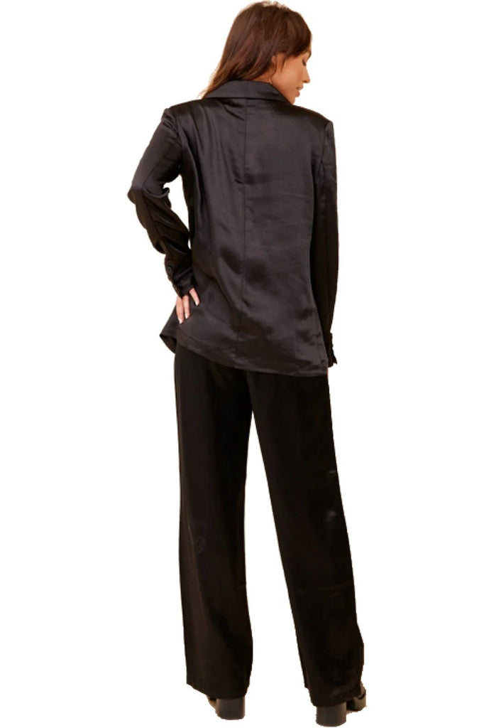 Vintage Havana Black Heavy Satin Blazer - NeptunesBoutique