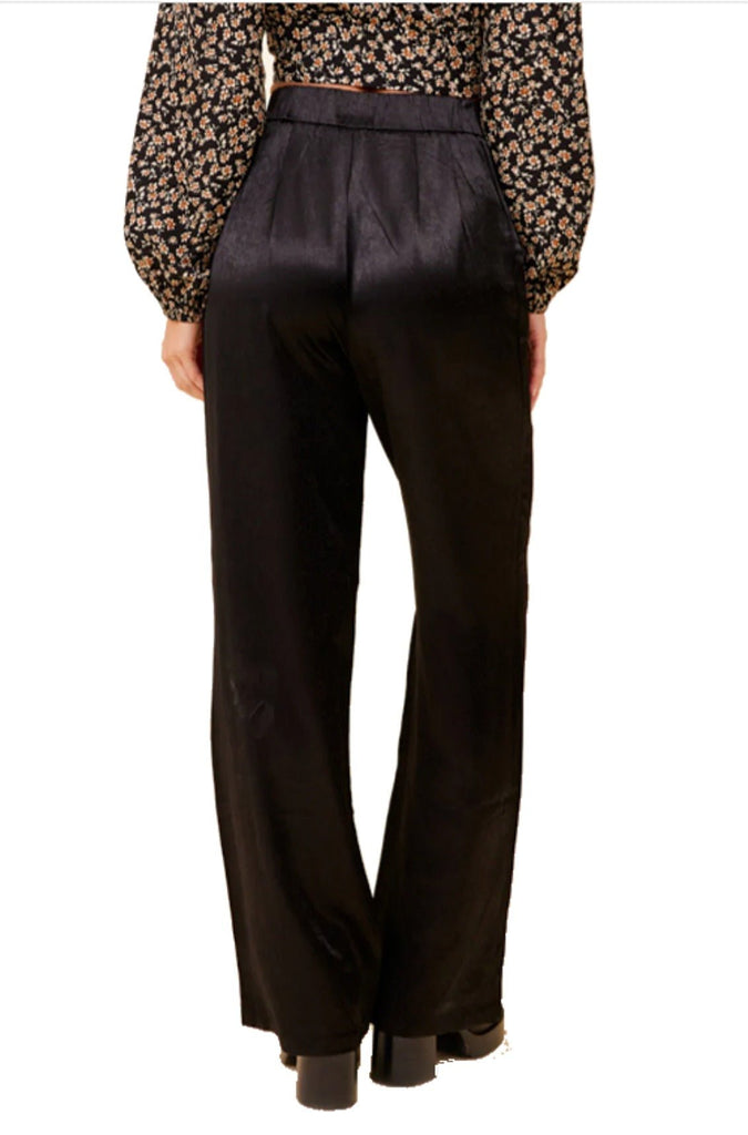 Vintage Havana Black Heavy Satin Trouser - NeptunesBoutique
