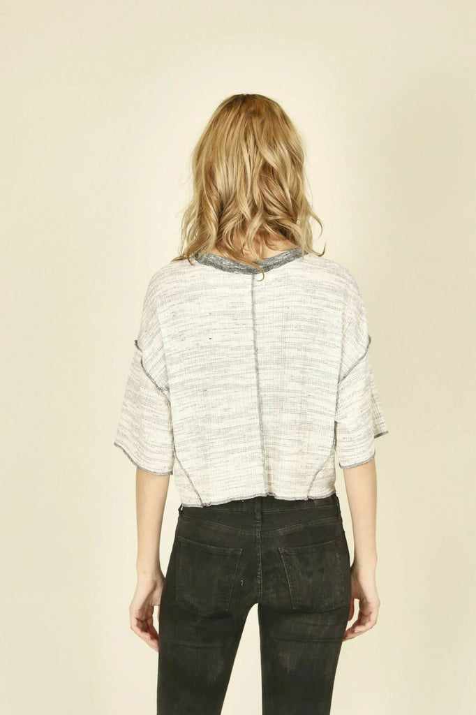 Vintage Havana Heather Light Grey Thermal Rib Top - NeptunesBoutique