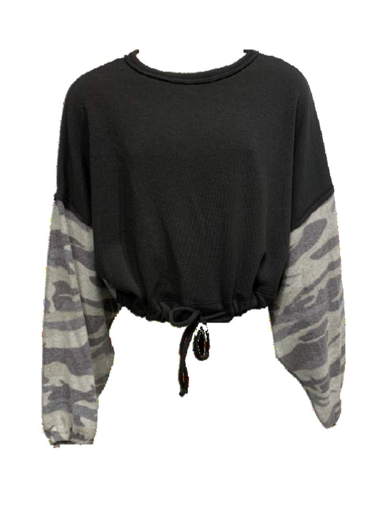 Vintage Havana Kids Black Color Block Drawstring Top - NeptunesBoutique