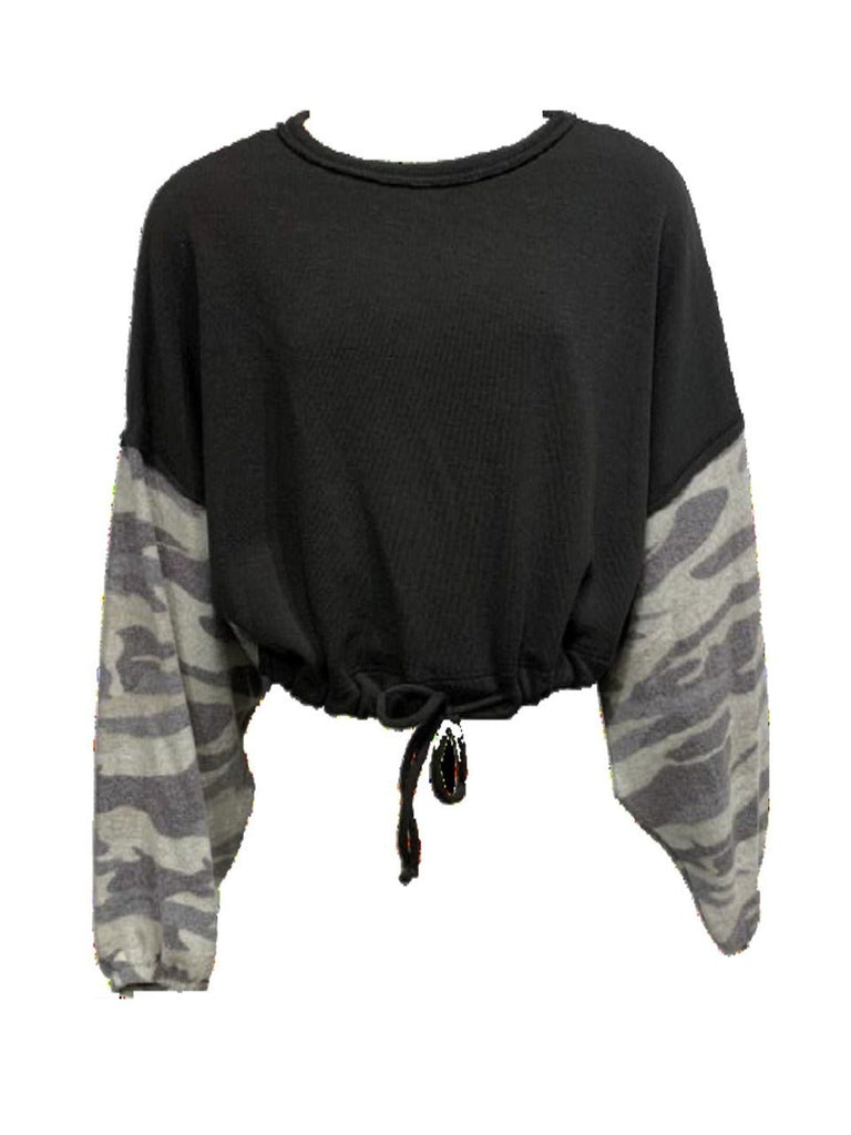 Vintage Havana Kids Black Color Block Drawstring Top - NeptunesBoutique