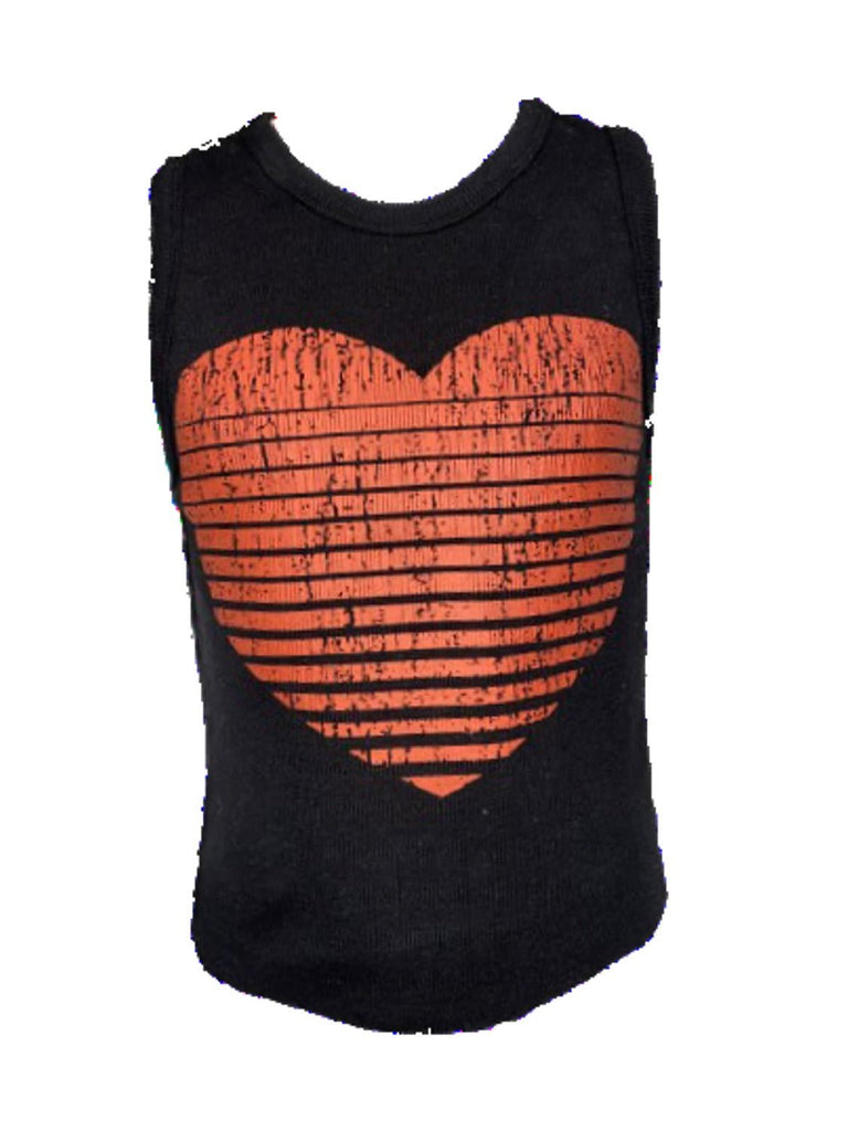 Vintage Havana Kids Black Ribbed Heart Tank - NeptunesBoutique