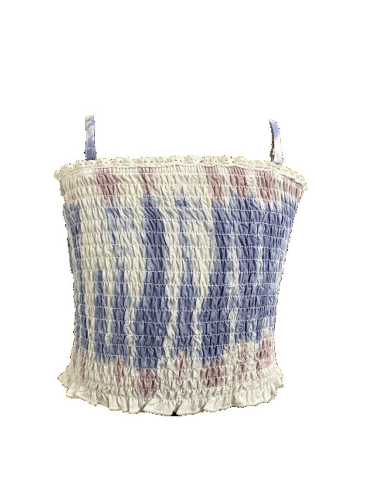Vintage Havana Kids Blue Ditsy Lavander Stripey Tie Dye Smocked Tube and Ruffle Skirt - NeptunesBoutique