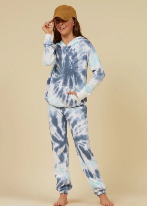 Vintage Havana Kids Nautical Swirl Tie Dye New Burn Out Fitted Hoodie - NeptunesBoutique