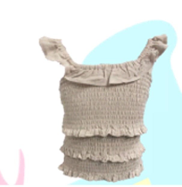 Vintage Havana Kids Ruffle Smocked Top Sand - NeptunesBoutique