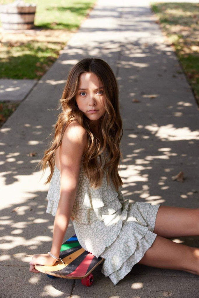 Vintage Havana Kids Sage Rayon Ruffle Tank - NeptunesBoutique
