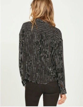 Vintage Havana Texture Cord Shirting Sweater In Washed Black - NeptunesBoutique