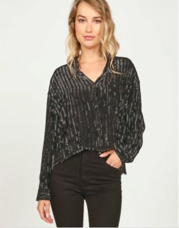 Vintage Havana Texture Cord Shirting Sweater In Washed Black - NeptunesBoutique