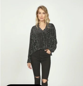 Vintage Havana Texture Cord Shirting Sweater In Washed Black - NeptunesBoutique