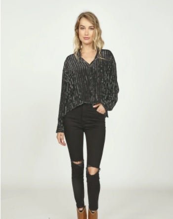 Vintage Havana Texture Cord Shirting Sweater In Washed Black - NeptunesBoutique