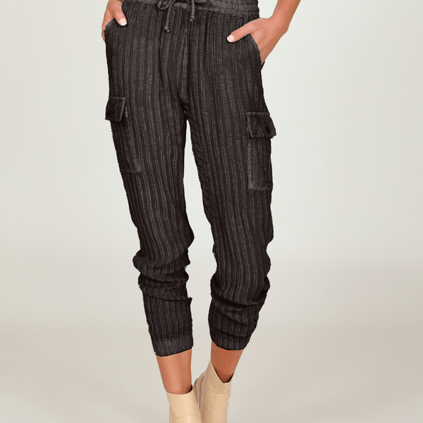 Vintage Havana Washed Black Cord Cargo Jogger - NeptunesBoutique