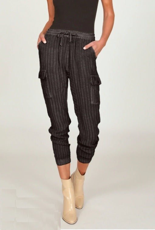 Vintage Havana Washed Black Cord Cargo Jogger - NeptunesBoutique