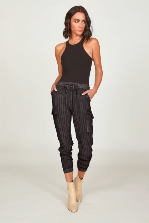 Vintage Havana Washed Black Cord Cargo Jogger - NeptunesBoutique